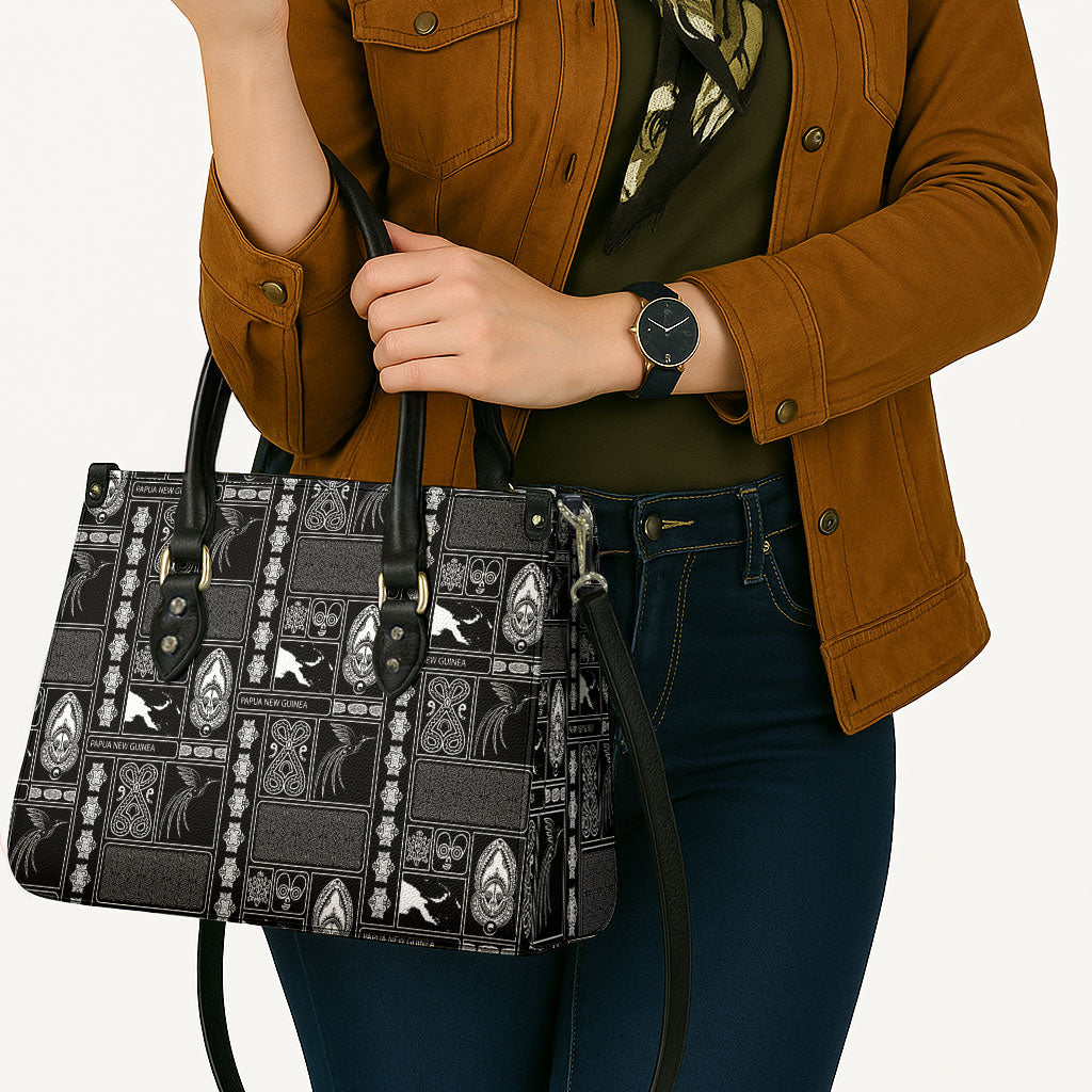Papua New Guinea Heritage Motif Leather Bag Black Version
