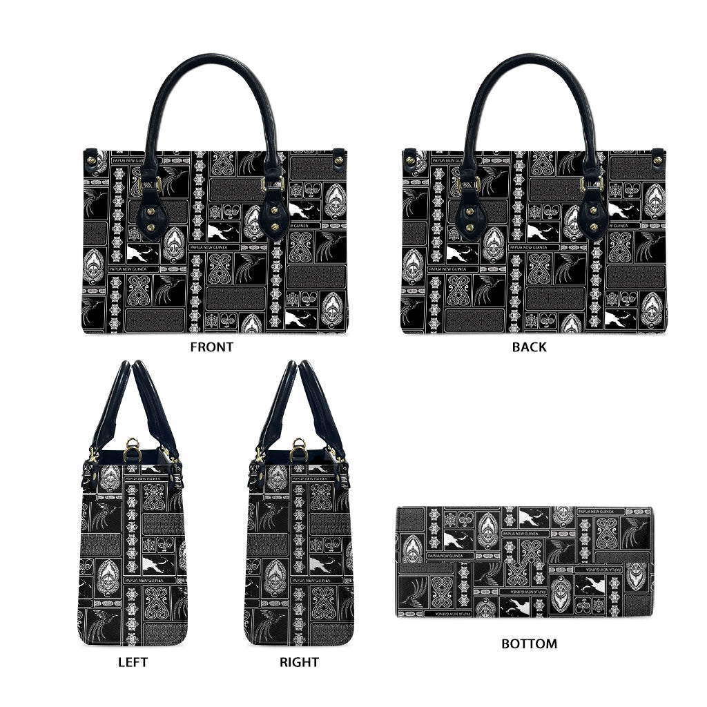 Papua New Guinea Heritage Motif Leather Bag Black Version