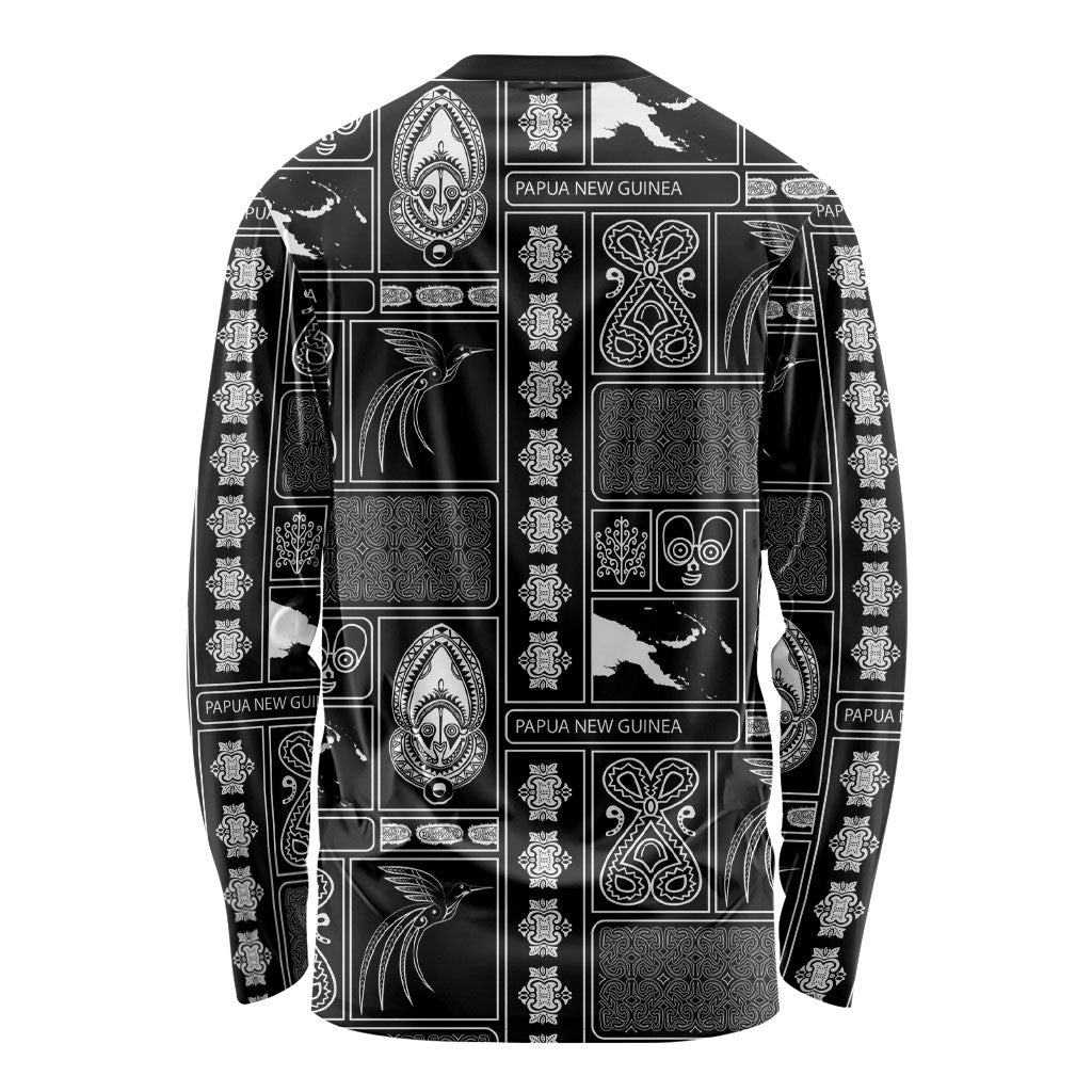 Papua New Guinea Heritage Motif Long Sleeve Shirt Black Version