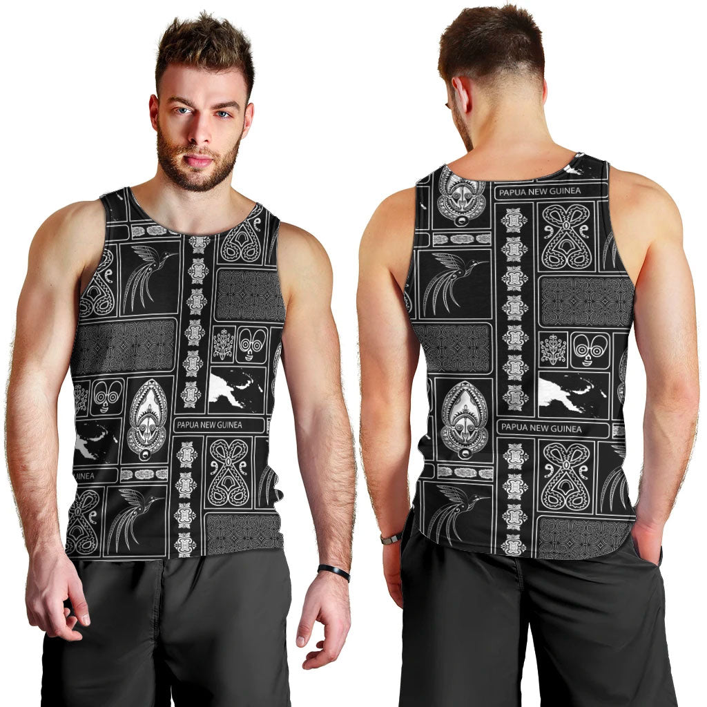 Papua New Guinea Heritage Motif Men Tank Top Black Version