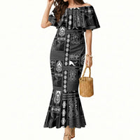 Papua New Guinea Heritage Motif Mermaid Dress Black Version