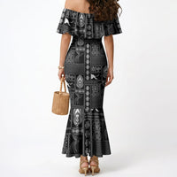 Papua New Guinea Heritage Motif Mermaid Dress Black Version