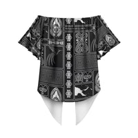 Papua New Guinea Heritage Motif Off Shoulder Wrap Waist Top Black Version