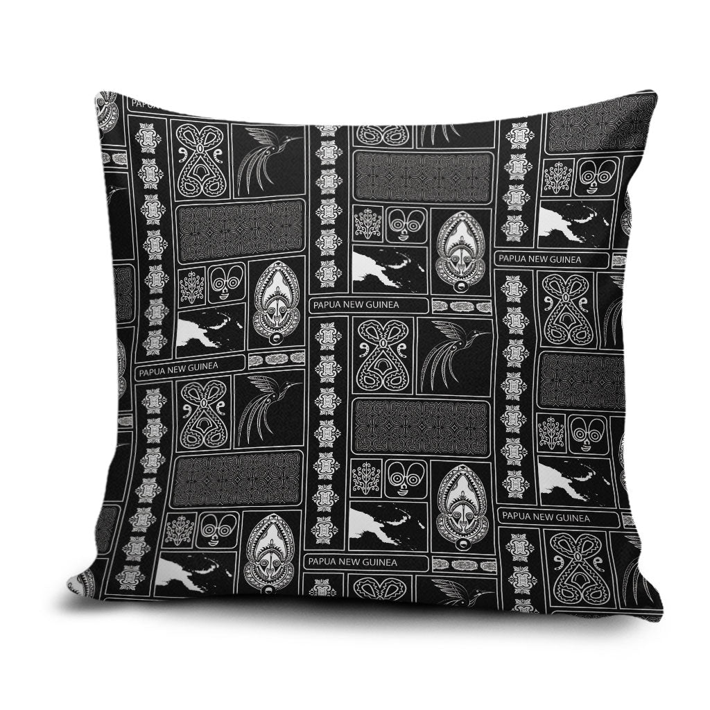 Papua New Guinea Heritage Motif Pillow Cover Black Version LT05 Black - Polynesian Pride