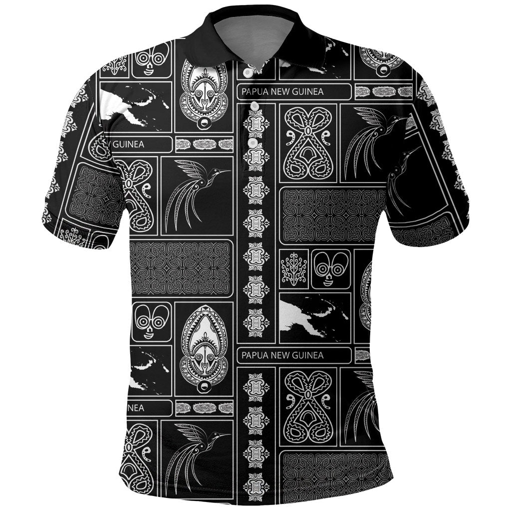 Papua New Guinea Heritage Motif Polo Shirt Black Version