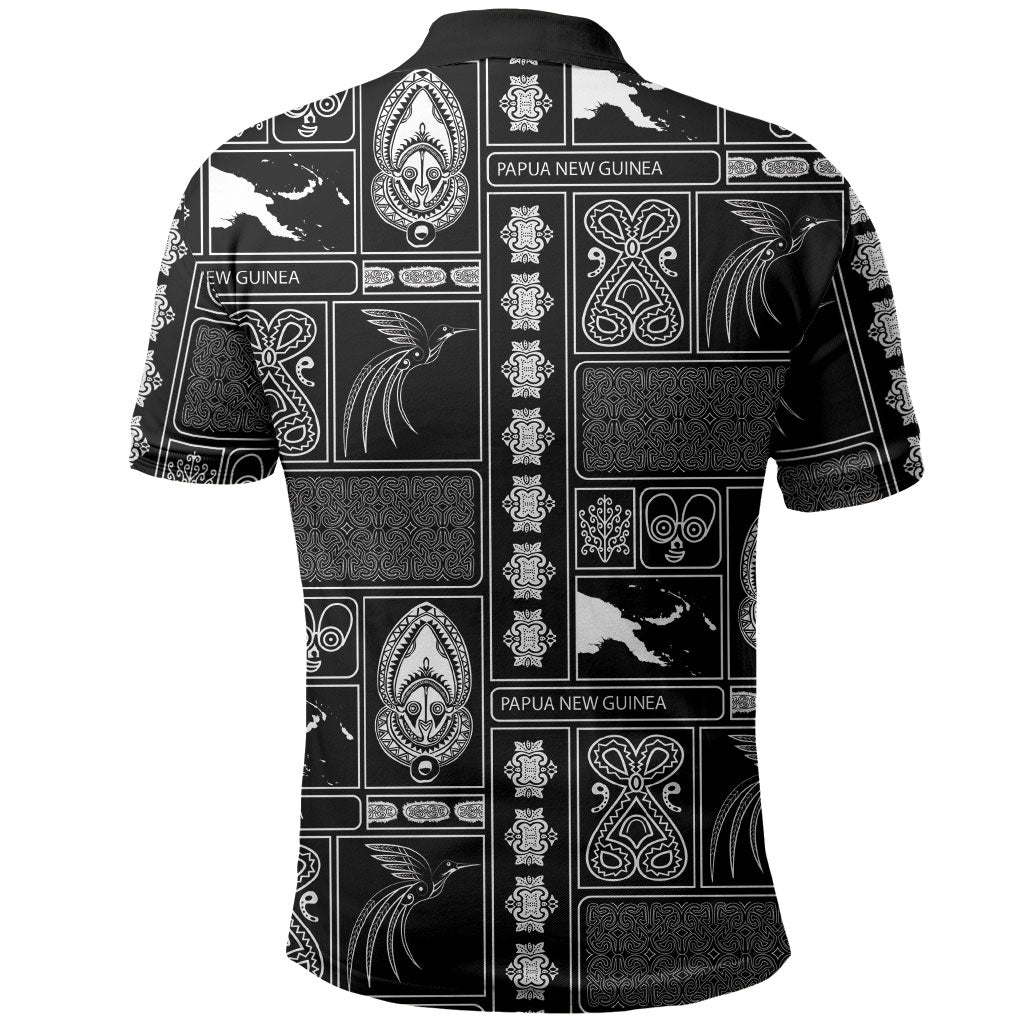 Papua New Guinea Heritage Motif Polo Shirt Black Version