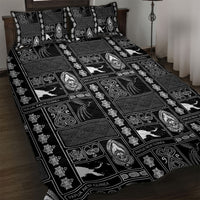 Papua New Guinea Heritage Motif Quilt Bed Set Black Version