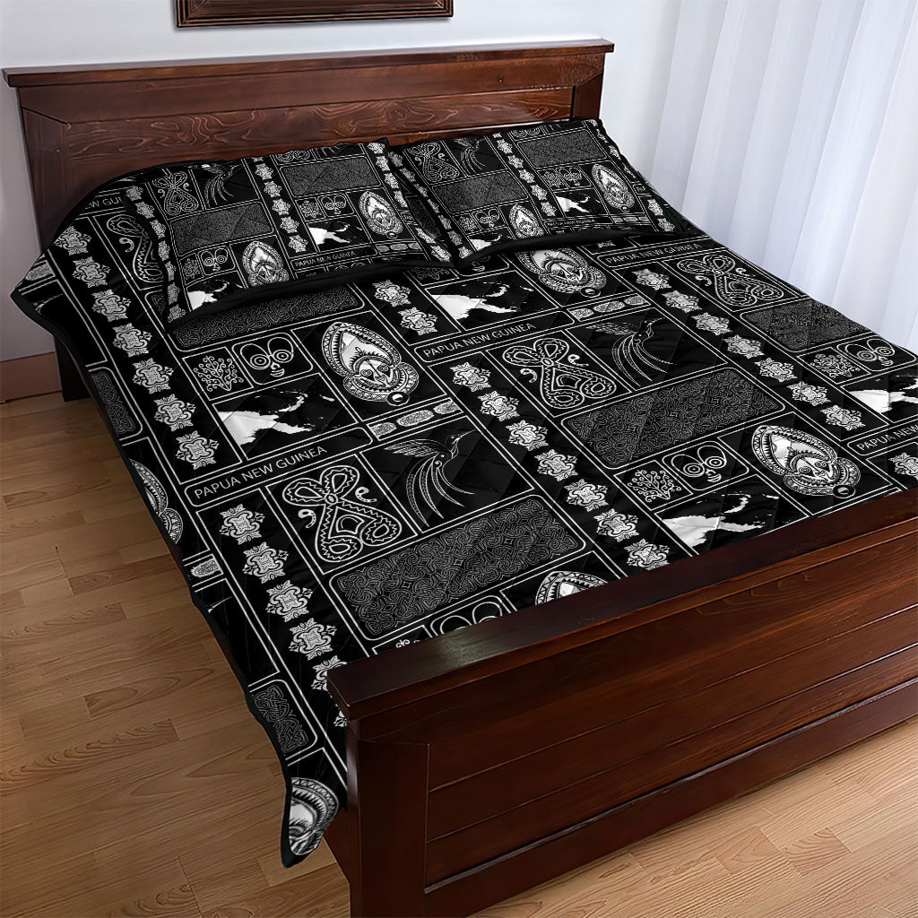 Papua New Guinea Heritage Motif Quilt Bed Set Black Version