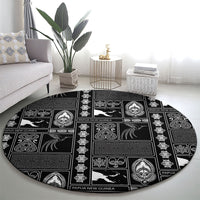 Papua New Guinea Heritage Motif Round Carpet Black Version