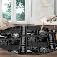Papua New Guinea Heritage Motif Round Carpet Black Version