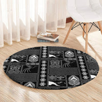 Papua New Guinea Heritage Motif Round Carpet Black Version