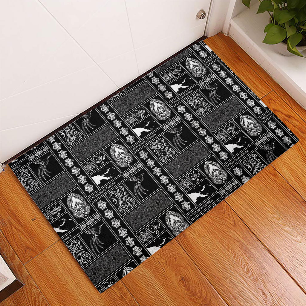 Papua New Guinea Heritage Motif Rubber Doormat Black Version