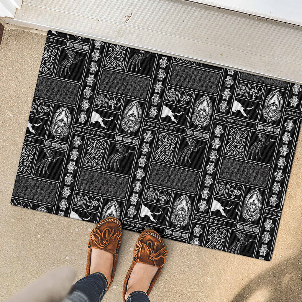 Papua New Guinea Heritage Motif Rubber Doormat Black Version
