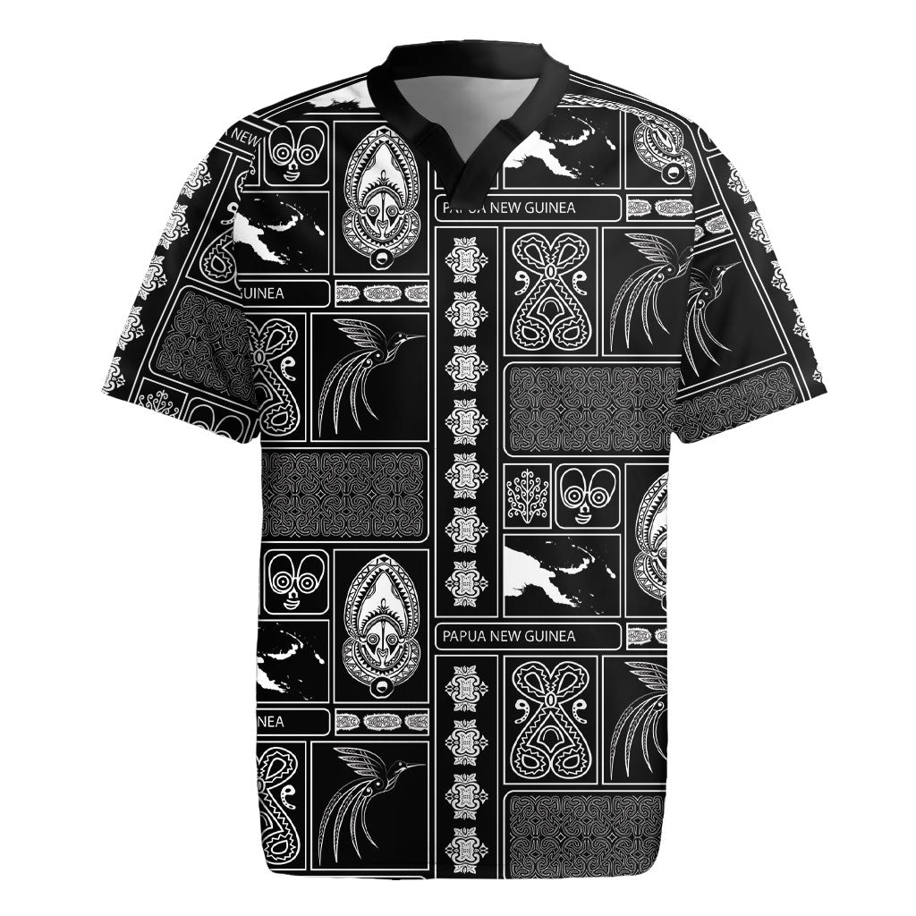 Papua New Guinea Heritage Motif Rugby Jersey Black Version