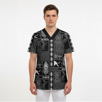 Papua New Guinea Heritage Motif Scrub Top Black Version