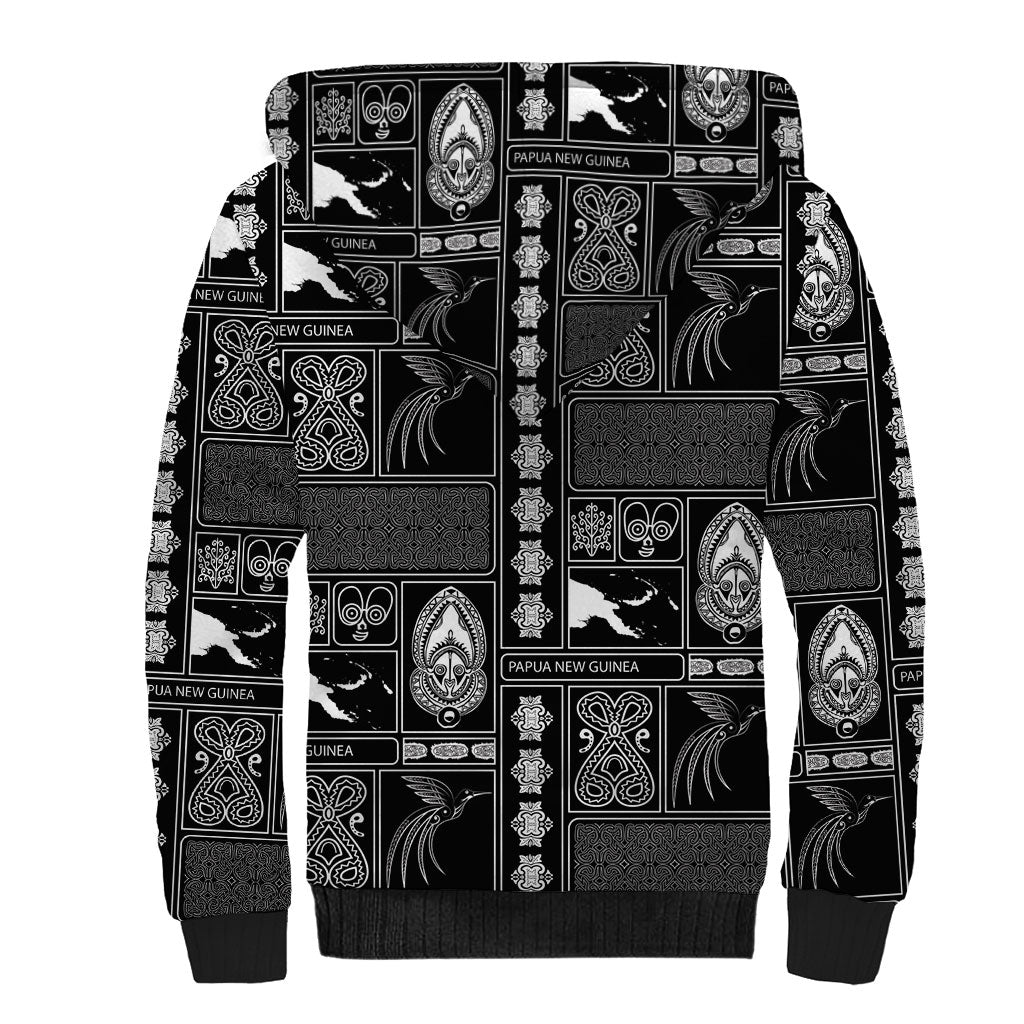 Papua New Guinea Heritage Motif Sherpa Hoodie Black Version