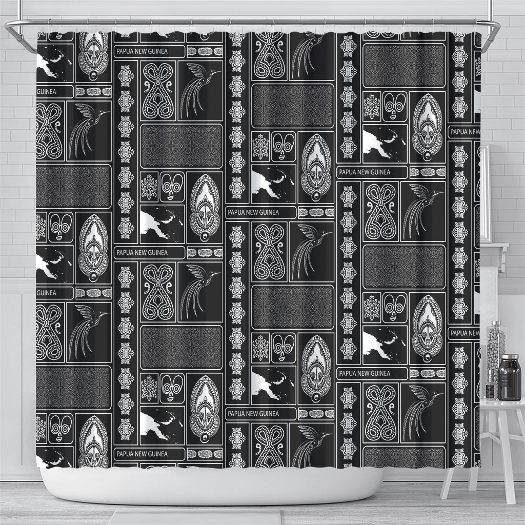 Papua New Guinea Heritage Motif Shower Curtain Black Version