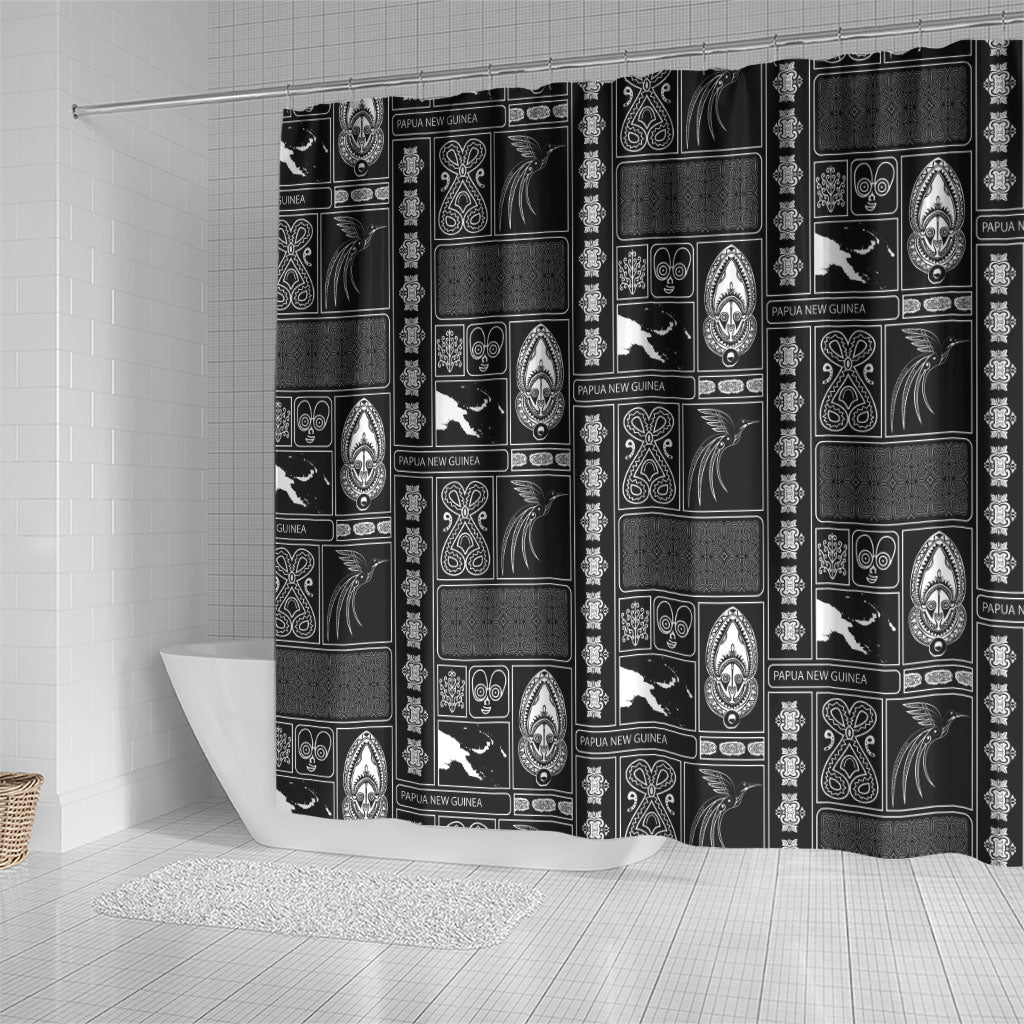 Papua New Guinea Heritage Motif Shower Curtain Black Version