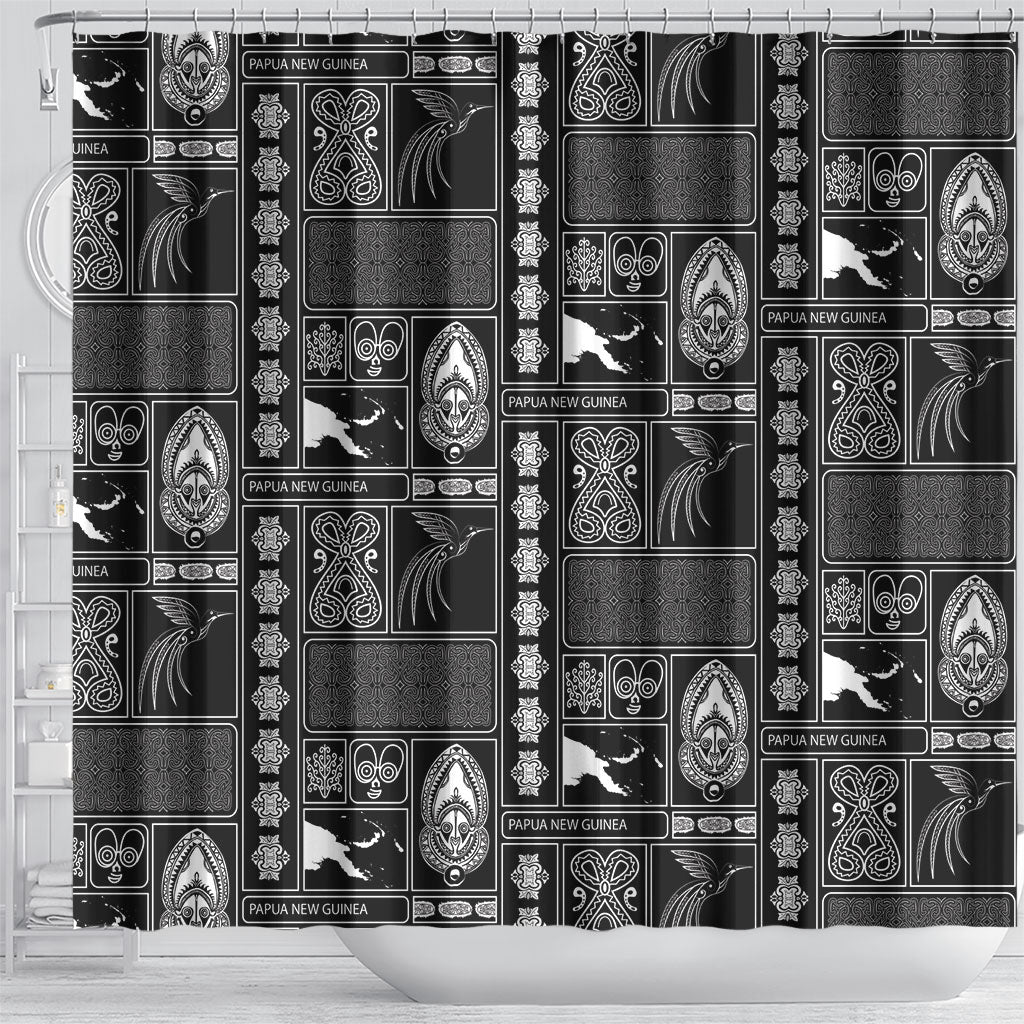 Papua New Guinea Heritage Motif Shower Curtain Black Version