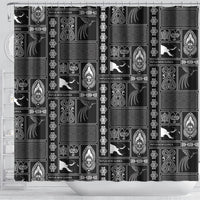 Papua New Guinea Heritage Motif Shower Curtain Black Version