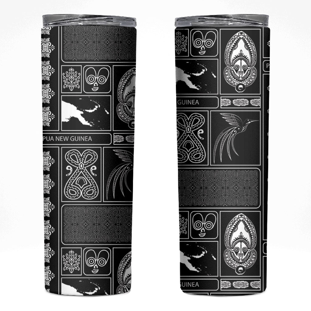 Papua New Guinea Heritage Motif Skinny Tumbler Black Version