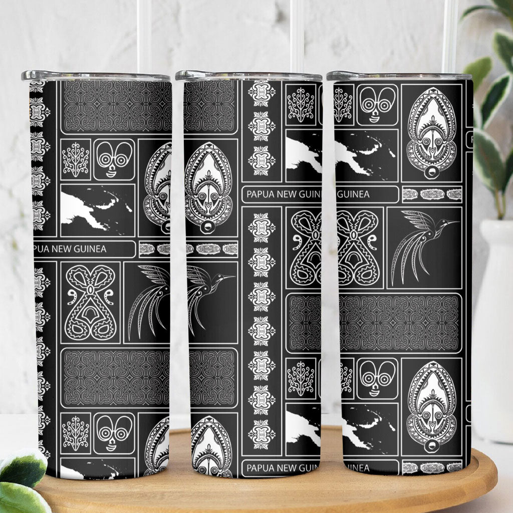 Papua New Guinea Heritage Motif Skinny Tumbler Black Version
