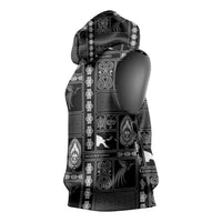 Papua New Guinea Heritage Motif Sleeveless Hoodie Black Version