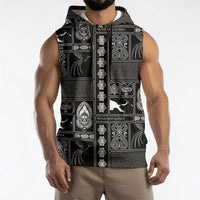Papua New Guinea Heritage Motif Sleeveless Hoodie Black Version