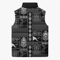 Papua New Guinea Heritage Motif Sleeveless Puffer Jacket Black Version