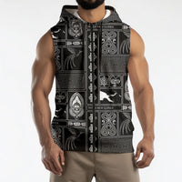 Papua New Guinea Heritage Motif Sleeveless Zip Hoodie Black Version