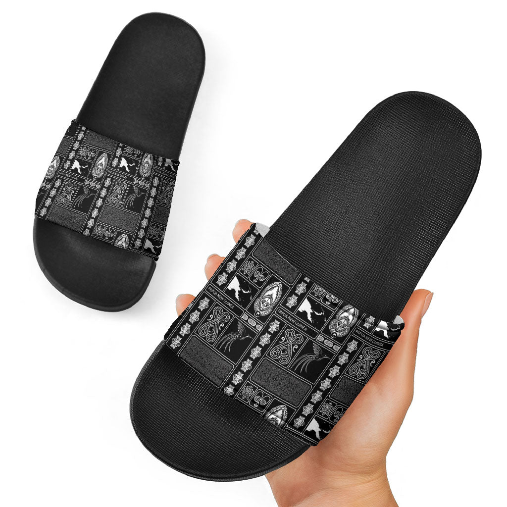 Papua New Guinea Heritage Motif Slide Sandals Black Version