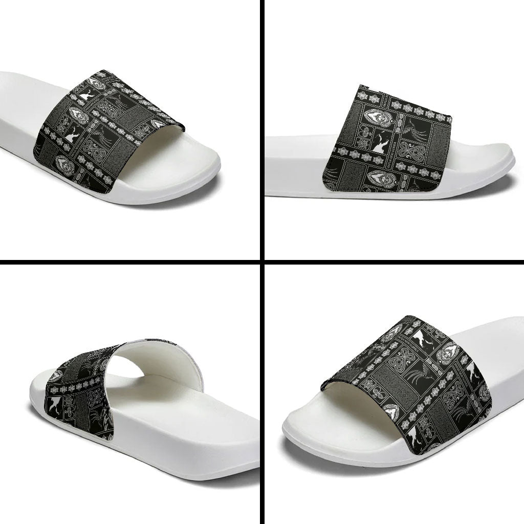 Papua New Guinea Heritage Motif Slide Sandals Black Version