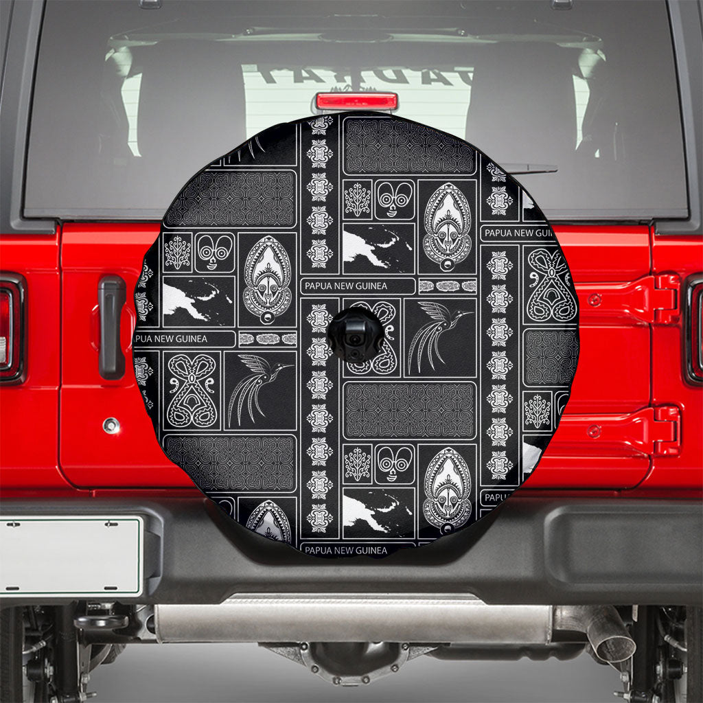 Papua New Guinea Heritage Motif Spare Tire Cover Black Version