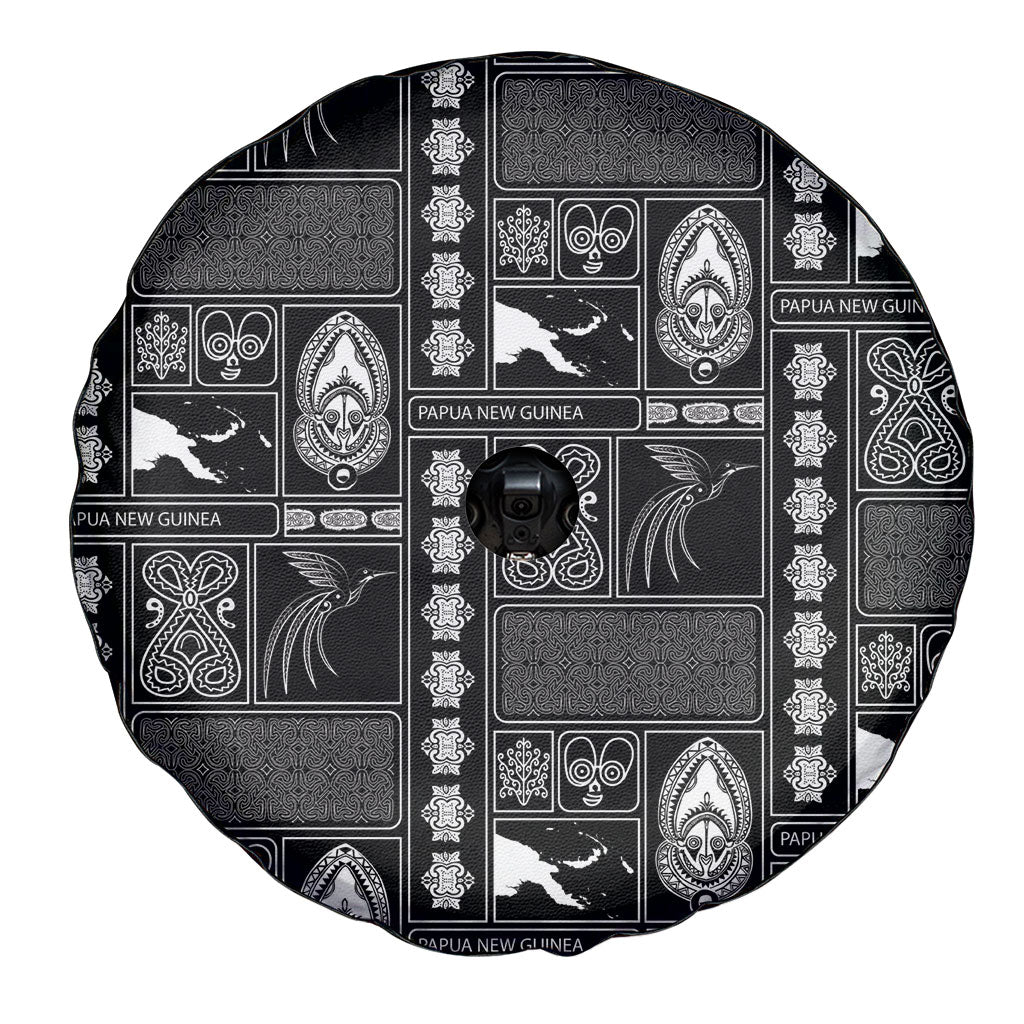 Papua New Guinea Heritage Motif Spare Tire Cover Black Version