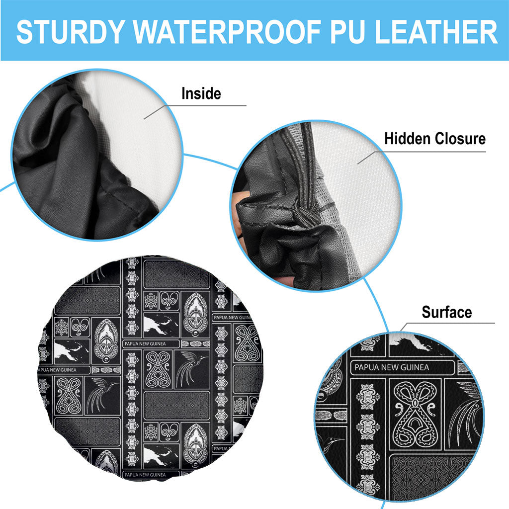 Papua New Guinea Heritage Motif Spare Tire Cover Black Version