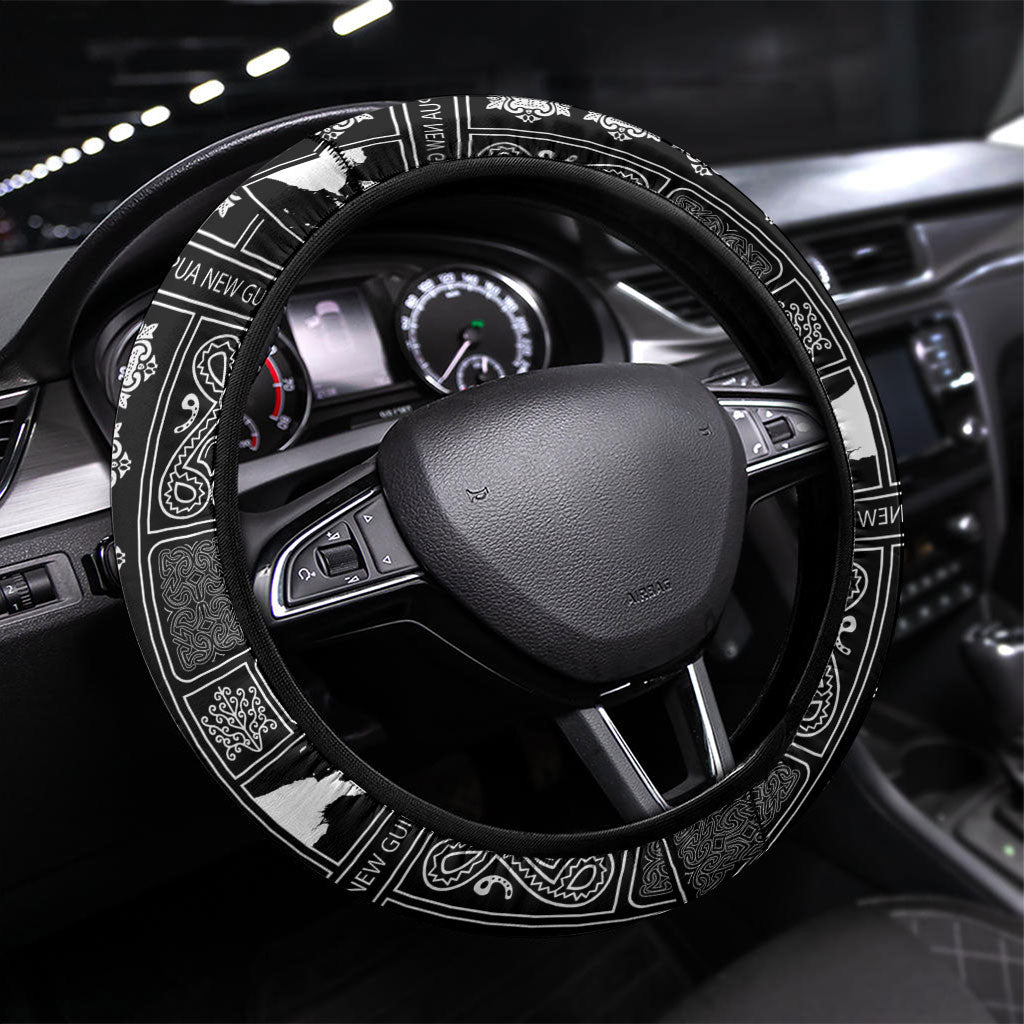 Papua New Guinea Heritage Motif Steering Wheel Cover Black Version