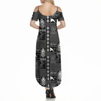 Papua New Guinea Heritage Motif Summer Maxi Dress Black Version