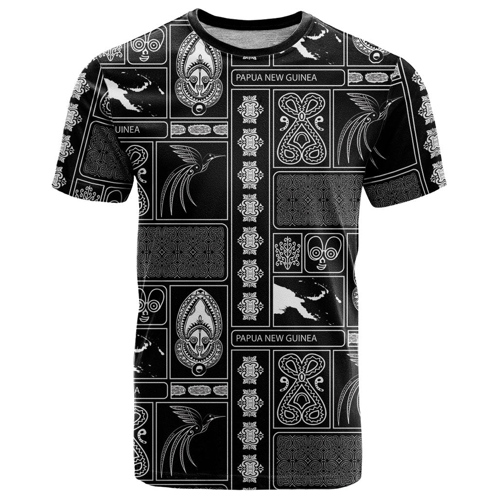 Papua New Guinea Heritage Motif T Shirt Black Version LT05 Black - Polynesian Pride