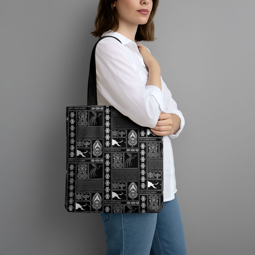 Papua New Guinea Heritage Motif Tote Bag Black Version