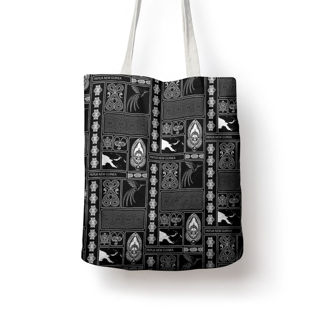Papua New Guinea Heritage Motif Tote Bag Black Version