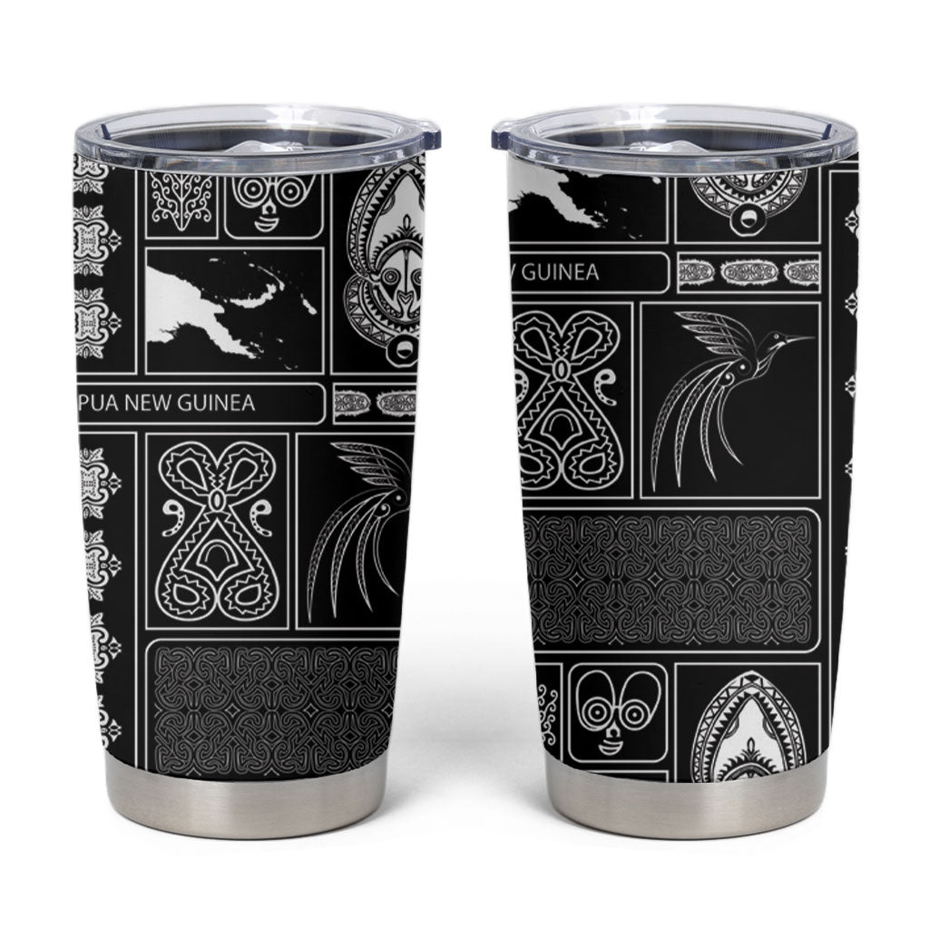 Papua New Guinea Heritage Motif Tumbler Cup Black Version