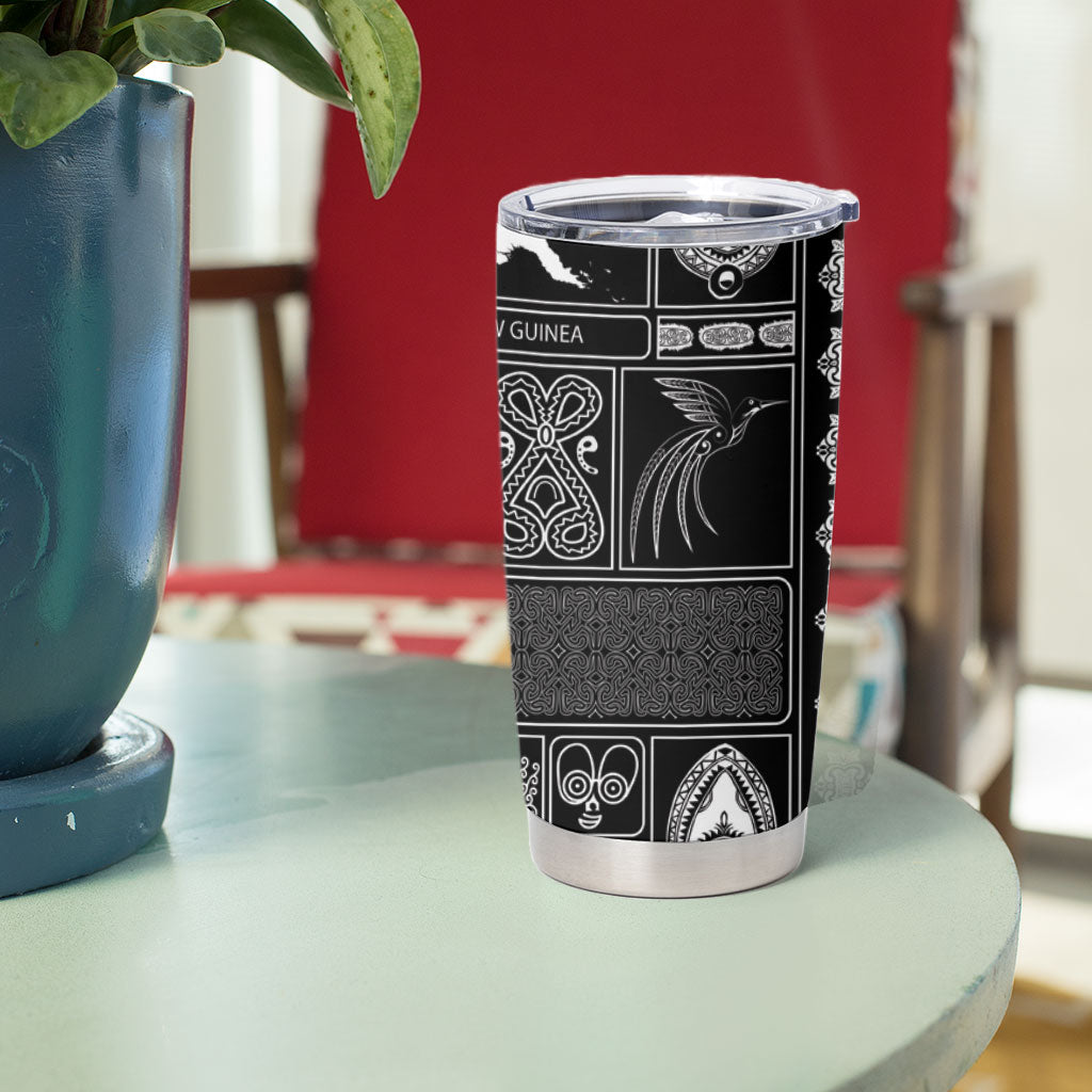Papua New Guinea Heritage Motif Tumbler Cup Black Version