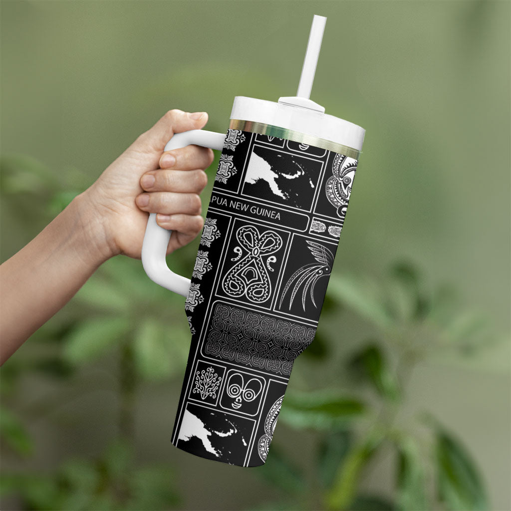 Papua New Guinea Heritage Motif Tumbler With Handle Black Version
