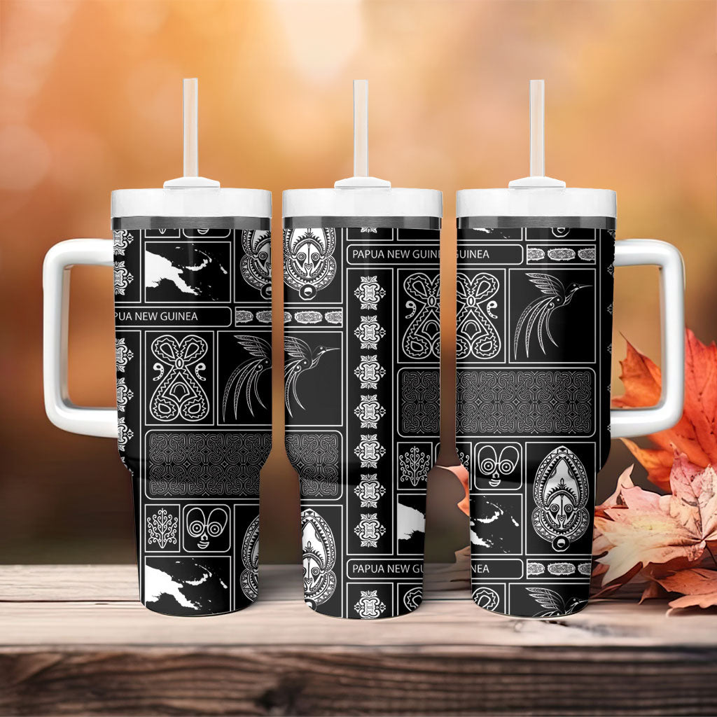 Papua New Guinea Heritage Motif Tumbler With Handle Black Version