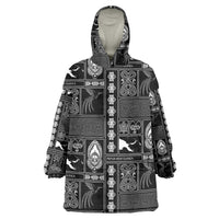 Papua New Guinea Heritage Motif Wearable Blanket Hoodie Black Version