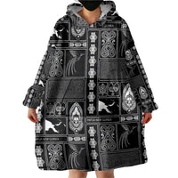 Papua New Guinea Heritage Motif Wearable Blanket Hoodie Black Version
