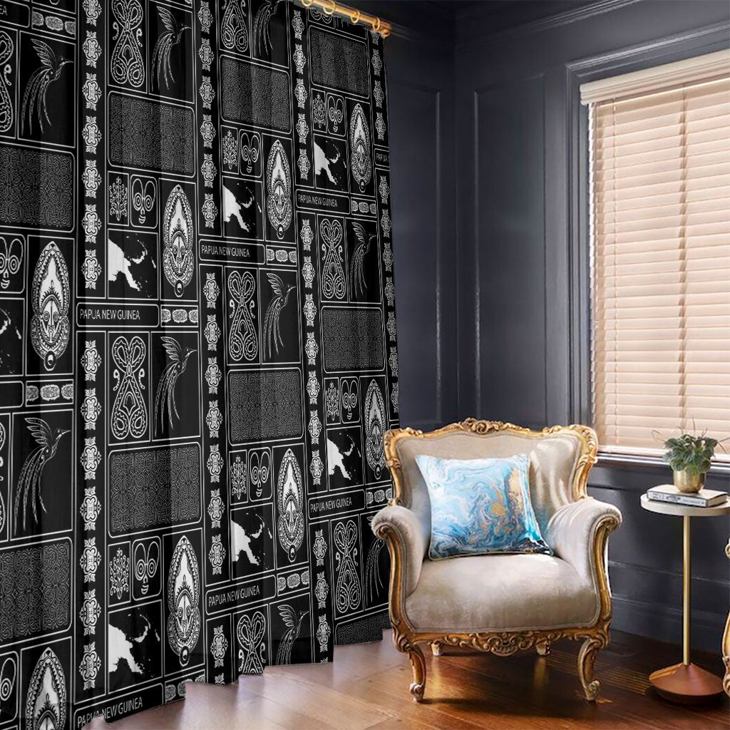 Papua New Guinea Heritage Motif Window Curtain Black Version
