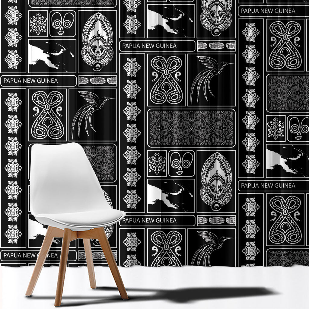Papua New Guinea Heritage Motif Window Curtain Black Version