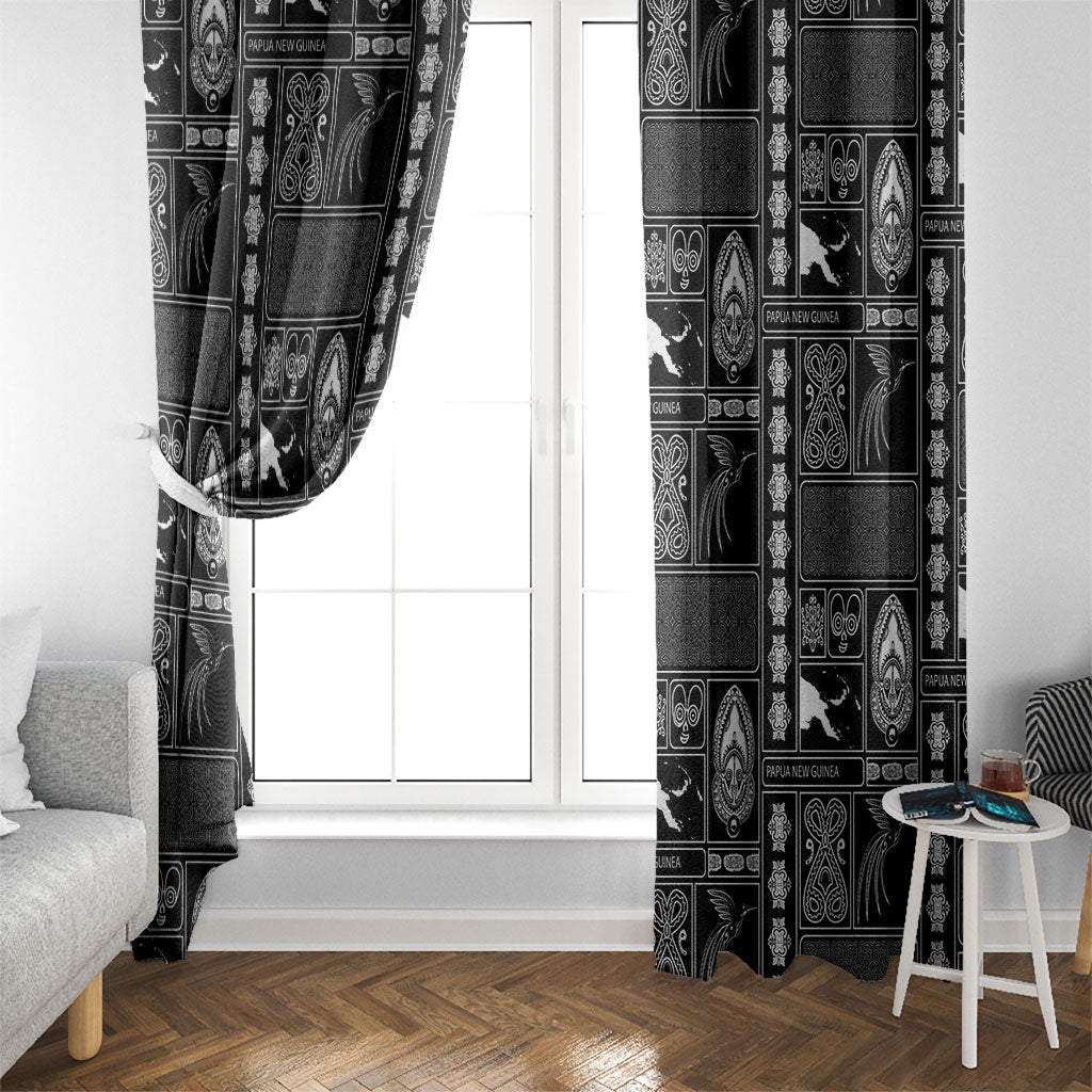 Papua New Guinea Heritage Motif Window Curtain Black Version