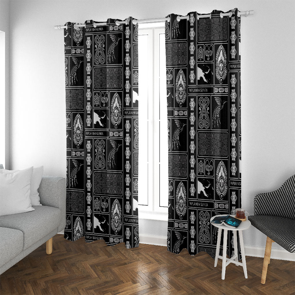 Papua New Guinea Heritage Motif Window Curtain Black Version